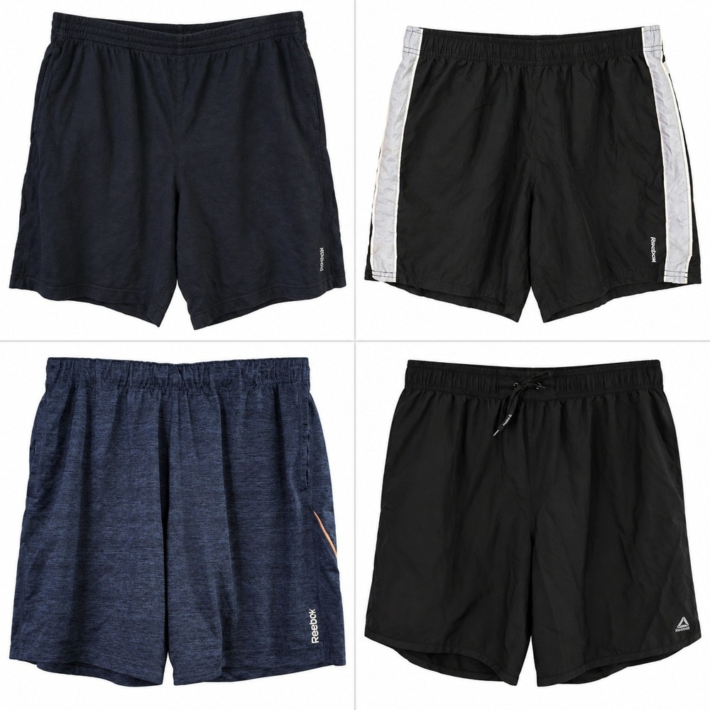 Reebok Athletic Shorts Mens XL Black Blue Gray Gym Running Lot of 4 EUC